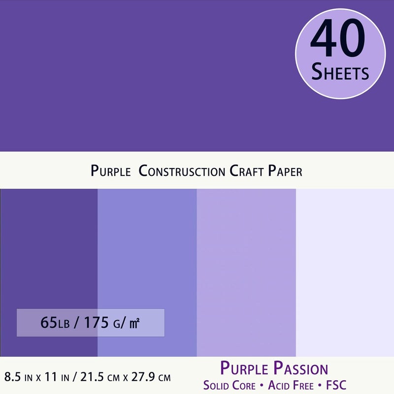 WEKOOSE Purple Colored Cardstock, Art Kraft Cover Stock Paper, 65lb/175GSM for Card Construction Making, Scrapbooking, Printing, Quilling and Crafts DIY 4 Shades 40 Sheets, 10 Sheet Each Color - Image 3